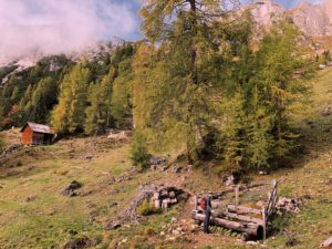 favorite hikes dolomites at hiking cabin drinking break